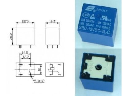 Реле SRU(22F)-12VDC-SL-C(10206) электромагнитное