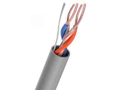 Кабель LAN медный U/UTP 2 пары. Кат.5e. внутренний. PVC. Одножильный. 100МГц. серый (за 1м)