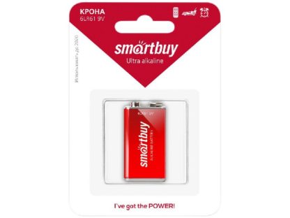 Батарейка крона (6LR61) алкалиновая Smartbuy (1шт в блистере)