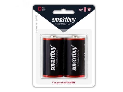 Батарейка R20 (373) солевая Smartbuy (2шт в блистере).