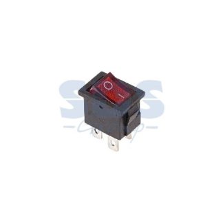 Выключатель клавишный 250V 6А (4с) ON-OFF RWB-207 красный с подсветкой Mini