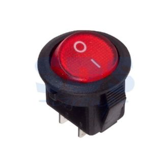 Выключатель клавишный круглый 250V 3А (2с) ON-OFF красный Micro