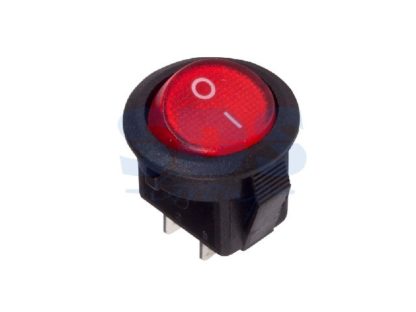 Выключатель клавишный круглый 250V 3А (2с) ON-OFF красный Micro