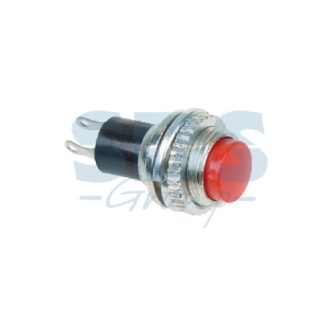 Выключатель-кнопка металл 220V 2А (2с) (ON)-OFF O10. 2 красная, желтая Mini