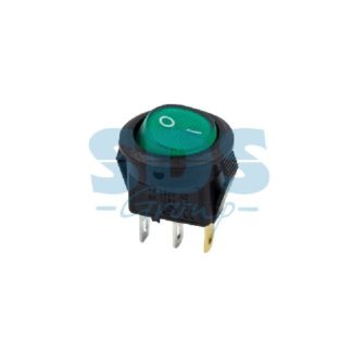 Выключатель клавишный круглый 250V 3А (3с) ON-OFF зеленый с подсветкой Micro