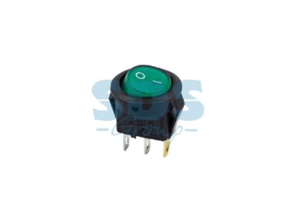 Выключатель клавишный круглый 250V 3А (3с) ON-OFF зеленый с подсветкой Micro