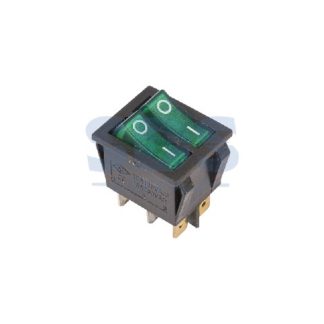 Выключатель 2 клавишный 250V 15А (6с) ON-OFF (XW-604DA1=KCD4=KCD3-2=KCD6) с подсветкой ДВОЙНОЙ