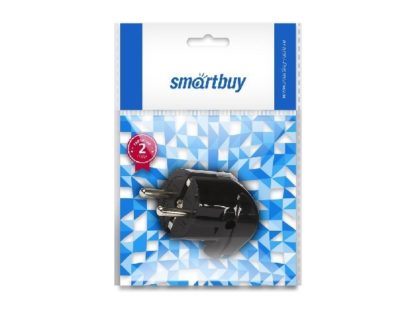 Вилка сетевая угловая с заземлением черная 16А Smartbuy
