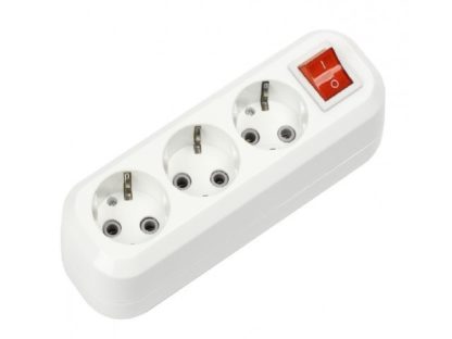 Колодка сетевая 3 гнезда с выключателем и заземлением 16А/3,5кВт Smartbuy