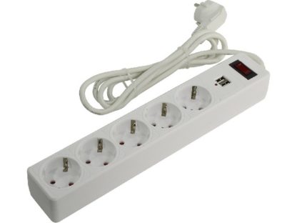 Сетевой фильтр 5 розеток 1,8м с 2USB Smartbuy белые
