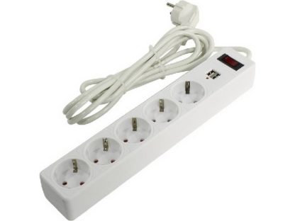 Сетевой фильтр 5 розеток 3м с 2USB Smartbuy белые