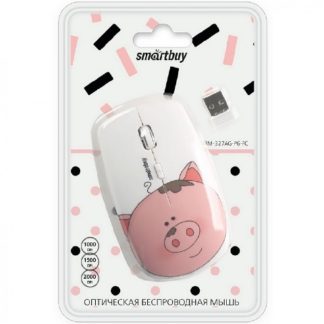 Мышь беспроводная оптическая Smartbuy 327AG с принтом PIG 1 (3 кл.,1000dpi, USB)