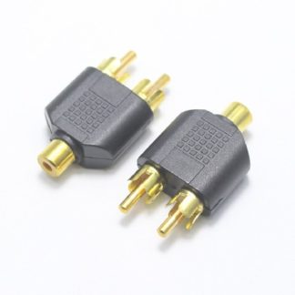 Переходник RCA (гнездо) - 2(штекер)RCA пластик+ Gold