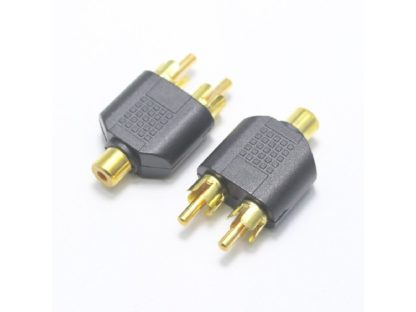 Переходник RCA (гнездо) - 2(штекер)RCA пластик+ Gold