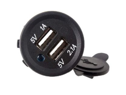 Разъем Usb в авто (врезные) 12V-24V SKU-A 2USB индикацией  USB+USB