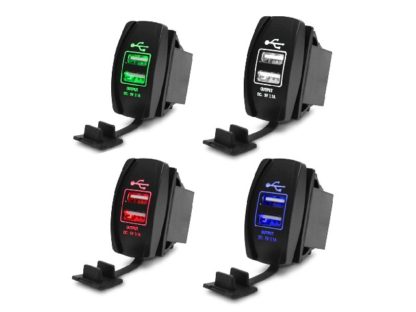 Разъем Usb в авто (врезные) 12V-24V 2USB GH-DS13 с подсветкой прямоугольный 5V2A