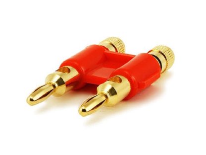 Разъем Banana (штекер) сдвоенный Gold кр./ч. пластик(41-023)