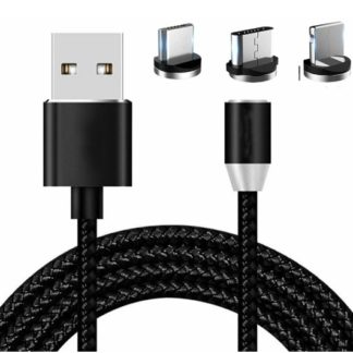 Кабель USB - MicroBM/TypeC/iphone (3 в 1) 1,0м разъемы съемные,на магните,можно оставлять в гнезде телефона как заглушку