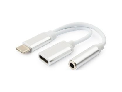 Переходник TYPE C (штекер) - Jack3,5 (гнездо) + TYPE C (гнездо) для зарядки и прослушивания музыки (N004)