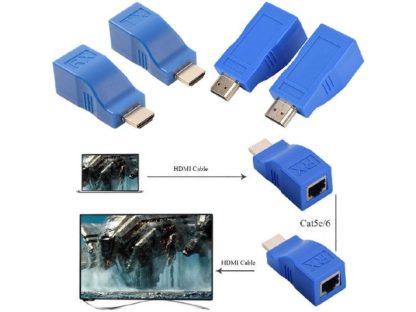 Переходник HDMI на RJ45 2шт удлинитель по витой паре (до 30 метров) H201