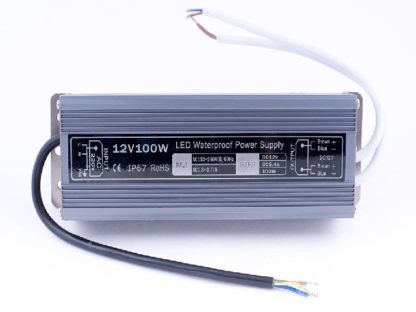 Блок питания 12v 8.3A 100W IP67 влагозащищенный металлический корпус, гибкие вывода