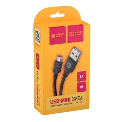 Кабель MiniUSB BK06 2.1A 1м черный DREAM