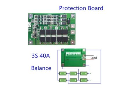 Плата защиты батареи BMS 3S 40A с балансиром резисторным