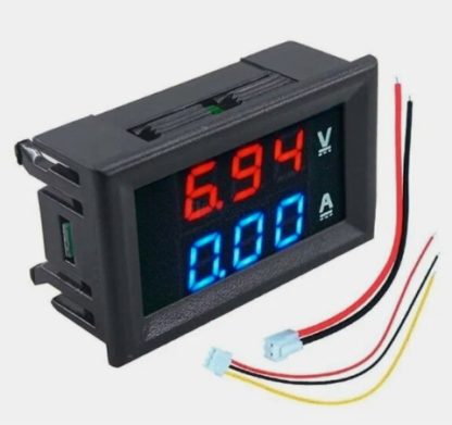 Вольтметр амперметр цифровой 100V 10A красн/син. две строки