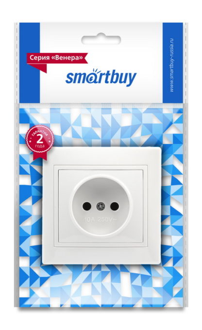 Розетка 1-местная скрытой установки без заземления 10А белая "Венера" Smartbuy