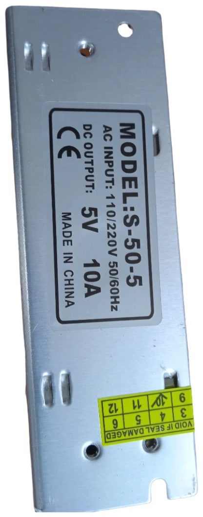 Блок питания импульсный. Металлический корпус. 5V 10A 50W IP20