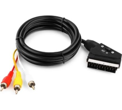 Переходник 3xRCA(f) — SCART(m) с переключателем.