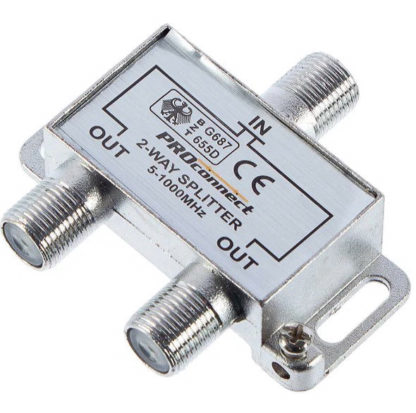 2-WAY SPLITTER металлический корпус с проходом питания на 1 порт (5-1000MHz)