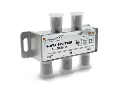 4-WAY SPLITTER металлический корпус с проходом питания на 1 порт(5-1000MHz)