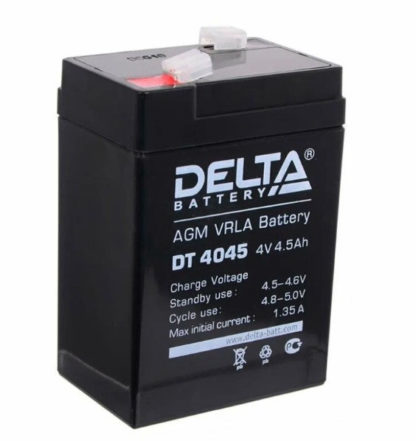 Аккумулятор Pb(свинцовый) 4V 4,5Aч 48x48x107mm DELTA