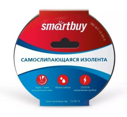 Самослипающаяся изолента SMARTBUY 0,76x15mm 5m черная