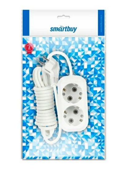 Удлинитель сетевой 2 гнезда 2 метра с заземлением 16А/3,5кВт (ПВС 3x1.0) Smartbuy