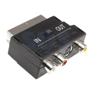 Переходник SCART(штекер) - (гнездо)SCART + 3RCA (гнездо) + (гнездо)SVHS с переключателем