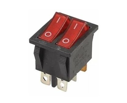 Выключатель 2 клавишный 250V 15А (6с) ON-OFF (KCD3=XM1-23=945-272) красный  с подсветкой  ДВОЙНОЙ