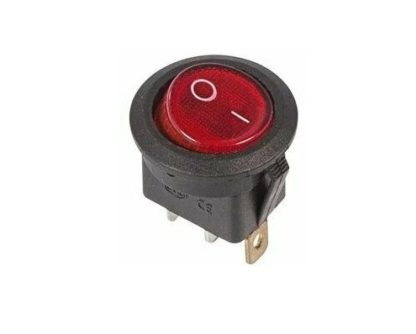 Выключатель клавишный 250V 6А (3с) ON-OFF красный  с подсветкой  Mini