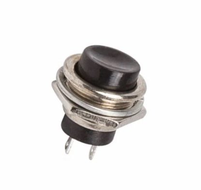 Выключатель-кнопка металл 220V 2А (2с) (ON)-OFF O7. 2 черная Micro
