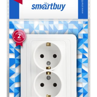Розетка 2-местная скрытой установки с заземлением 16А белая "Марс" Smartbuy