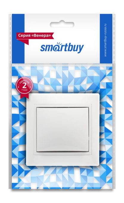 Выключатель настенный скрытой установки 1-клавишный 10А белый "Венера" Smartbuy