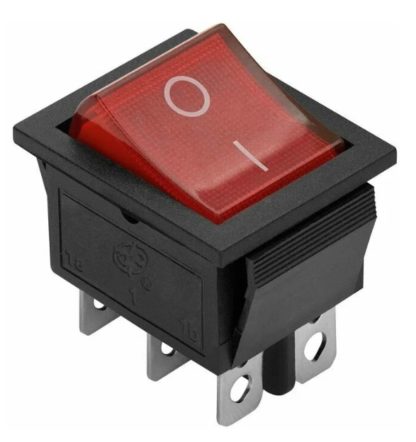 Выключатель клавишный KCD4 6PIN ON-OFF 220V кр.,40A для сварочных аппаратов, точил и т.д.