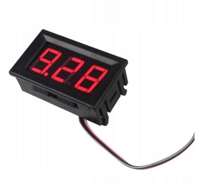 Вольтметр цифровой крас.  3v - 30v, 2-пров.  22x9x9