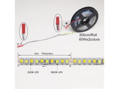 Лента LED 2835 два цвета 3000K/6500K  2 pin цена за метр для ремонта люстра 180D метр Изогнутный