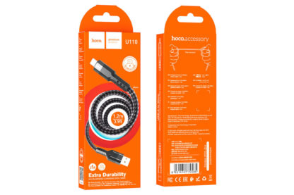 Кабель USB - MicroUSB HOCO U110 charging data cable 2.4A, 1.2m (черный)