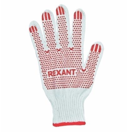 Перчатки Х/Б с покрытием ПВХ  REXANT, 5 нитей, 48-50 гр., , пар