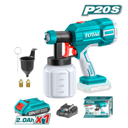 Аккумуляторный краскораспылитель Li-ion 20V, 800 ml, (1 АКБ 2,0 Ah и ЗУ) TOTAL