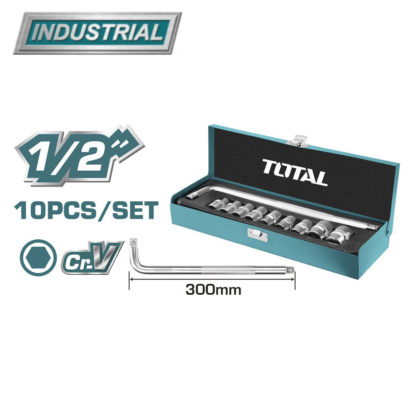 Набор головок 1/2" с воротком 10шт (10 - 24mm) TOTAL