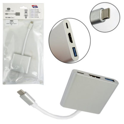 Адаптер Type-C — HDMI+USB3.0+Type-C 4K H83